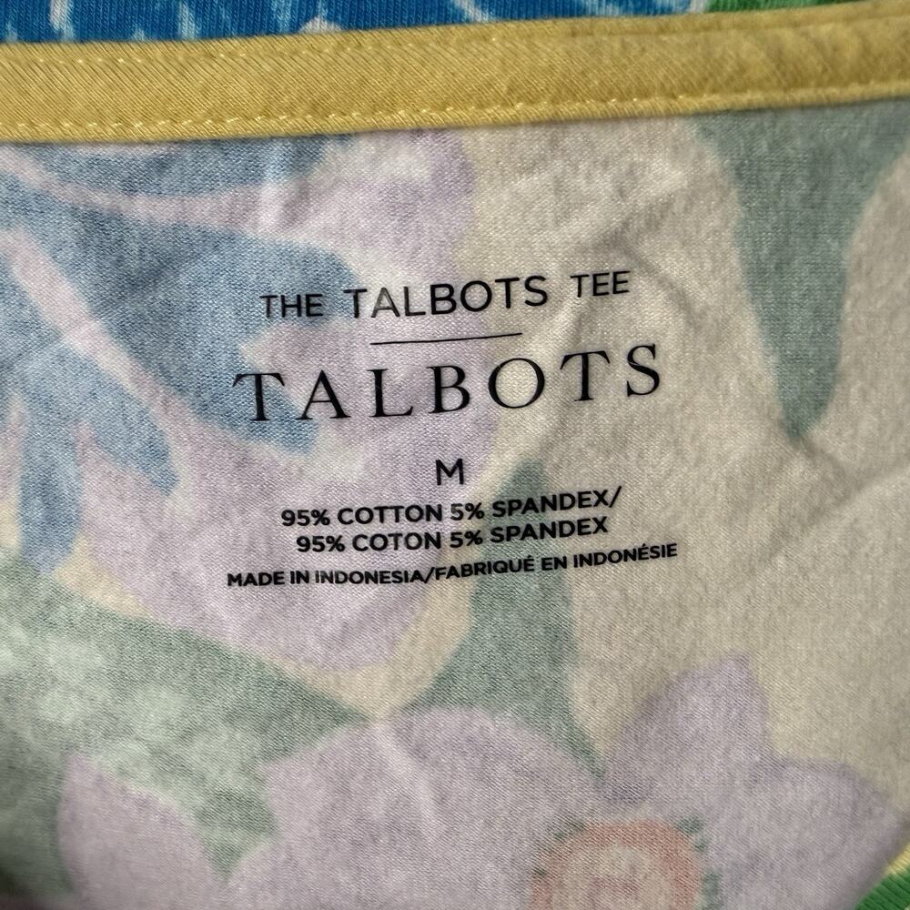 Talbots Womens Tropical Floral M Sleeve Top Flowers Travel Office Casual - Picture 5 of 6